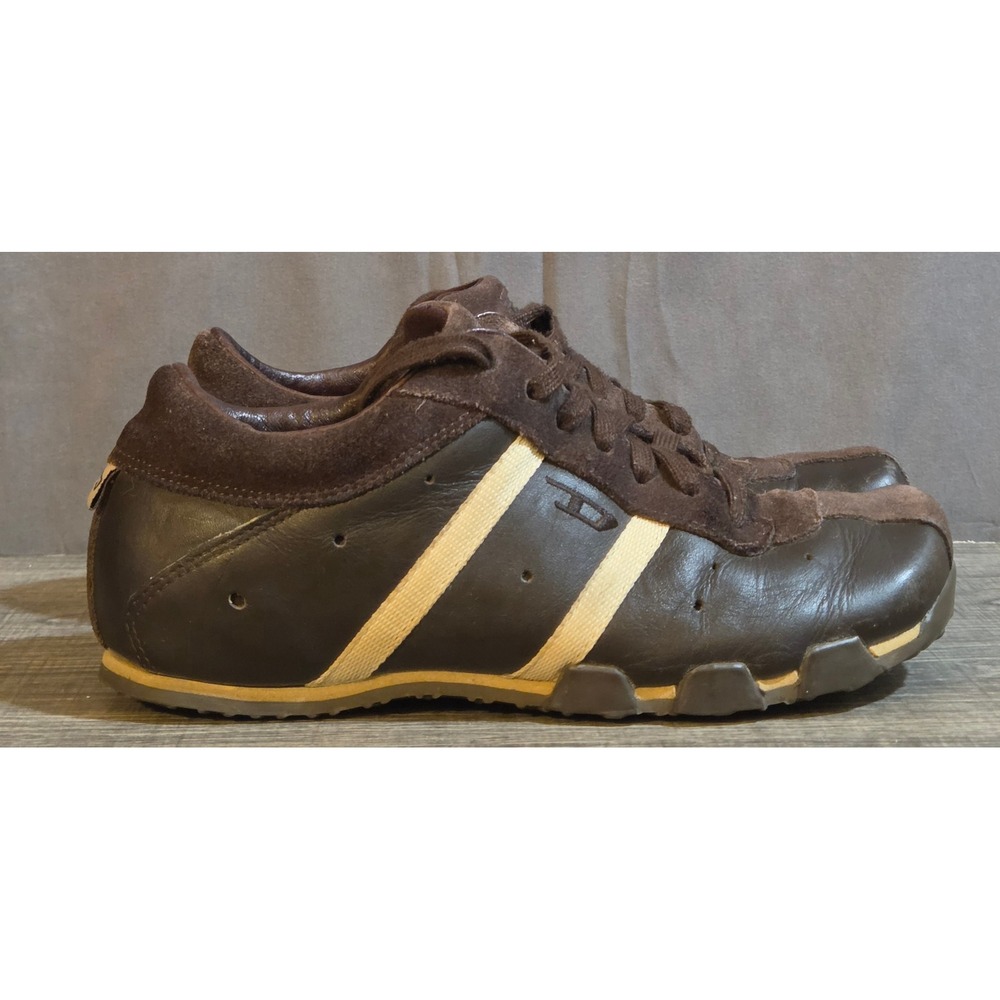 Y2K Diesel Evelyn Leather Sneakers Women's Size 6 Brown Tan
